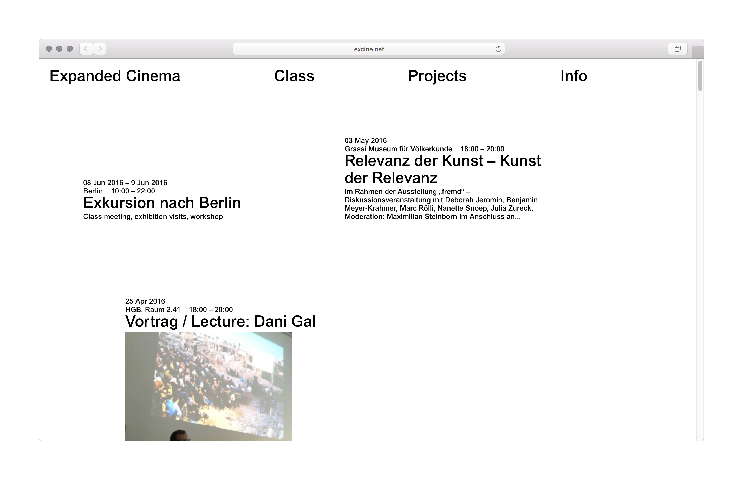 Expanded Cinema Class